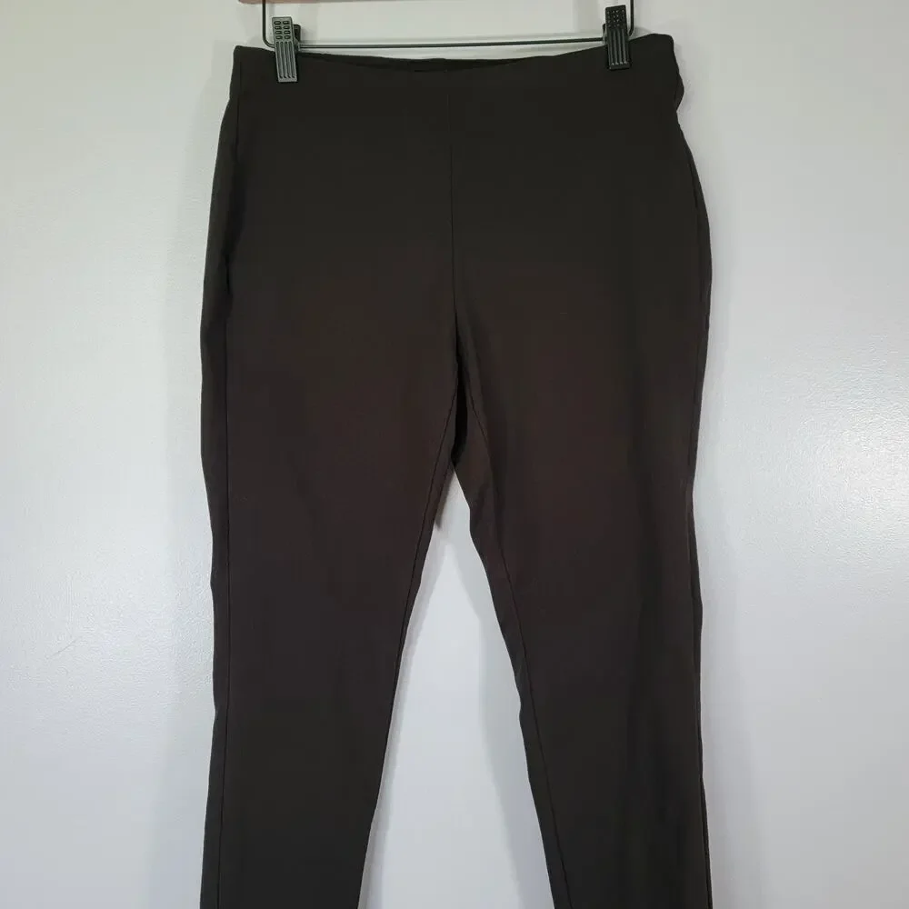 Michael Kors Stretch Skinny Dress Pants Sz M Black Neutral Office Elastic Waist